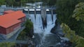 Hydroelectricity turbine energy generator power plant waterfalls hydroelectric dam in Sherbrooke Quebec Canada Royalty Free Stock Photo