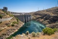 hydroelectric power plant with a barrage, or dam, and view of the valley below Royalty Free Stock Photo