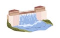 Hydroelectric power plant, dam with water