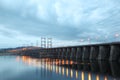 Hydroelectric power station at cloudy evening Royalty Free Stock Photo