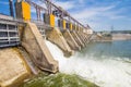 Hydroelectric power station on the Dniester River in Dubossary, Moldova. Hydro power plant that does not work due to Royalty Free Stock Photo