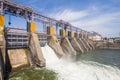 Hydroelectric power station on the Dniester River in Dubossary, Moldova. Hydro power plant that does not work due to Royalty Free Stock Photo