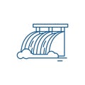 Hydroelectric power station line icon concept. Hydroelectric power station flat vector symbol, sign, outline