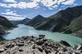 Hydroelectric Yamdrok-tso lake at Sim or Simu La pass, along Southern Friendship Highway, Tibet. Royalty Free Stock Photo