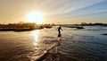 Hydrofoil rider gliding over the water Royalty Free Stock Photo