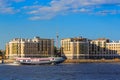 Hydrofoil Ship Is Sailing At High Speed Along The Neva River In St. Petersburg