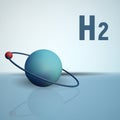 A hydrogen atom with an electron. Chemical model of the molecule.