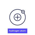 hydrogen atom line icon on white Royalty Free Stock Photo