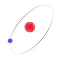 The hydrogen atom in motion isolated on a white background