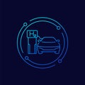 hydrogen car refueling icon, linear design