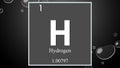 Hydrogen chemical element symbol on wide bubble background