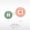 Hydrogen chloride, strong corrosive acid that commonly used in lab or chemical process, isolated with white background