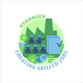 Hydrogen creating skilled jobs icon, sign. Vector illustration