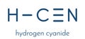 Hydrogen cyanide HCN poison molecule. Has typical almond-like odor. Skeletal formula.