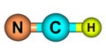 Hydrogen cyanide molecular structure isolated on white