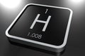 Hydrogen element from periodic table on black square block