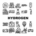 Hydrogen Energy Gas Collection Icons Set Vector Royalty Free Stock Photo