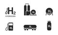 Hydrogen energy icon set. environment, eco friendly industry and alternative energy symbols. isolated vector images Royalty Free Stock Photo