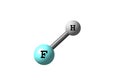 Hydrogen fluoride molecular structure on white background