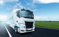 Hydrogen fuel cell semi truck on a road. Royalty Free Stock Photo