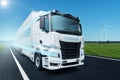 Hydrogen fuel cell semi truck on a road Royalty Free Stock Photo