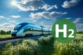 Hydrogen Fuel Cell train concept, Sustainability Green Metro Zero Emission, Generative AI