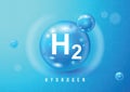 Hydrogen H2 3d Icon Concept. Renewable Eco Energy. Hydrogen Energy Powered by Renewable Electricity. Hydrogen H2 Vector Royalty Free Stock Photo