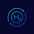 hydrogen icon with arrows, linear