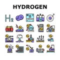 Hydrogen Industry Collection Icons Set Vector Royalty Free Stock Photo