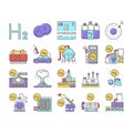 Hydrogen Industry Collection Icons Set Vector . Royalty Free Stock Photo