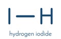 Hydrogen iodide HI molecule. Skeletal formula. Royalty Free Stock Photo