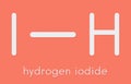 Hydrogen iodide HI molecule. Skeletal formula. Royalty Free Stock Photo