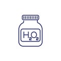 hydrogen peroxide, h2o2 line icon on white