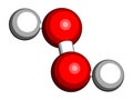 Hydrogen peroxide molecule. Reactive oxygen species ROS. Used as bleaching agent, disinfectant, chemical reagent, etc. 3D.