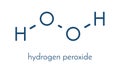 Hydrogen peroxide molecule. Reactive oxygen species ROS. Used as bleaching agent, disinfectant, chemical reagent, etc. Skeletal.