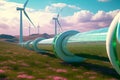 Hydrogen Pipeline and Wind Turbines: A Sustainable Network. Generative AI