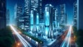 Hydrogen-powered office complex, Ai generated image Royalty Free Stock Photo