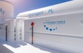 Hydrogen renewable energy production - hydrogen gas for clean electricity solar and windturbine facility.