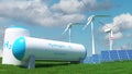 Hydrogen renewable energy production - hydrogen gas for clean electricity solar and windturbine facility