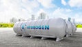 Hydrogen storage system on cityscape background Royalty Free Stock Photo