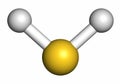 Hydrogen sulfide (H2S) molecule, 3D rendering. Toxic gas with characteristic odor of rotten eggs. Atoms are represented as spheres