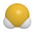 Hydrogen sulfide (H2S) molecule. Toxic gas with characteristic odor of rotten eggs. 3D rendering. Atoms are represented as spheres