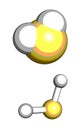 Hydrogen sulfide (H2S) toxic gas molecule