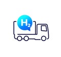 hydrogen truck icon on white