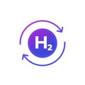 hydrogen vector icon with arrows