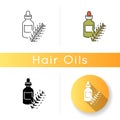 Hydrolyzed wheat protein icon. Herbal extract in container with droplet. Natural cosmetic product for hair treatment