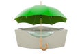 Hydromassage tub under umbrella. 3D rendering Royalty Free Stock Photo