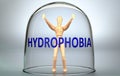 Hydrophobia can separate a person from the world and lock in an isolation that limits - pictured as a human figure locked inside a