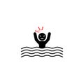 Hydrophobia, fear icon on white background.