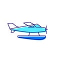 Hydroplane outline icon. Maldives air transport. Coral island. Exotic vacation. Isolated vector stock illustration Royalty Free Stock Photo